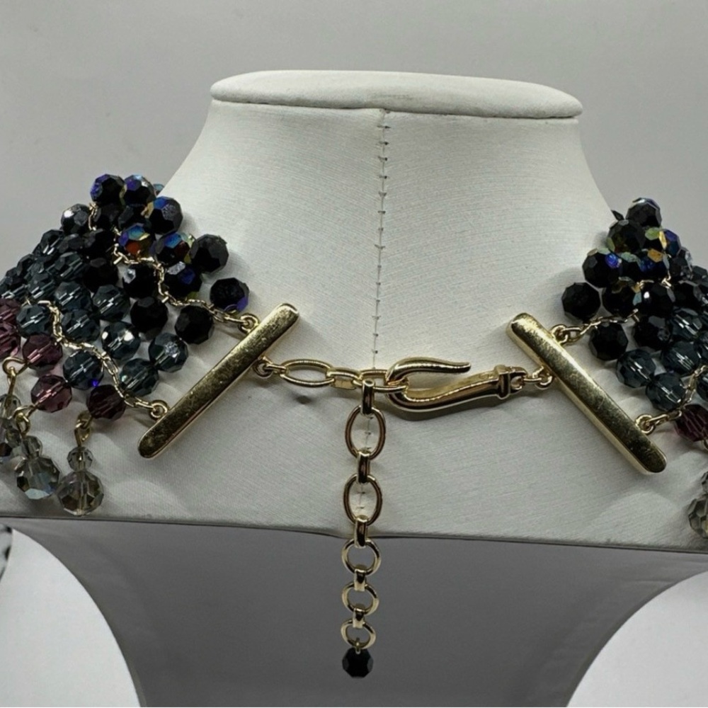 Authentic Signed Vintage Swarovski Multicolor Beaded Statement Necklace - Picture 5 of 11